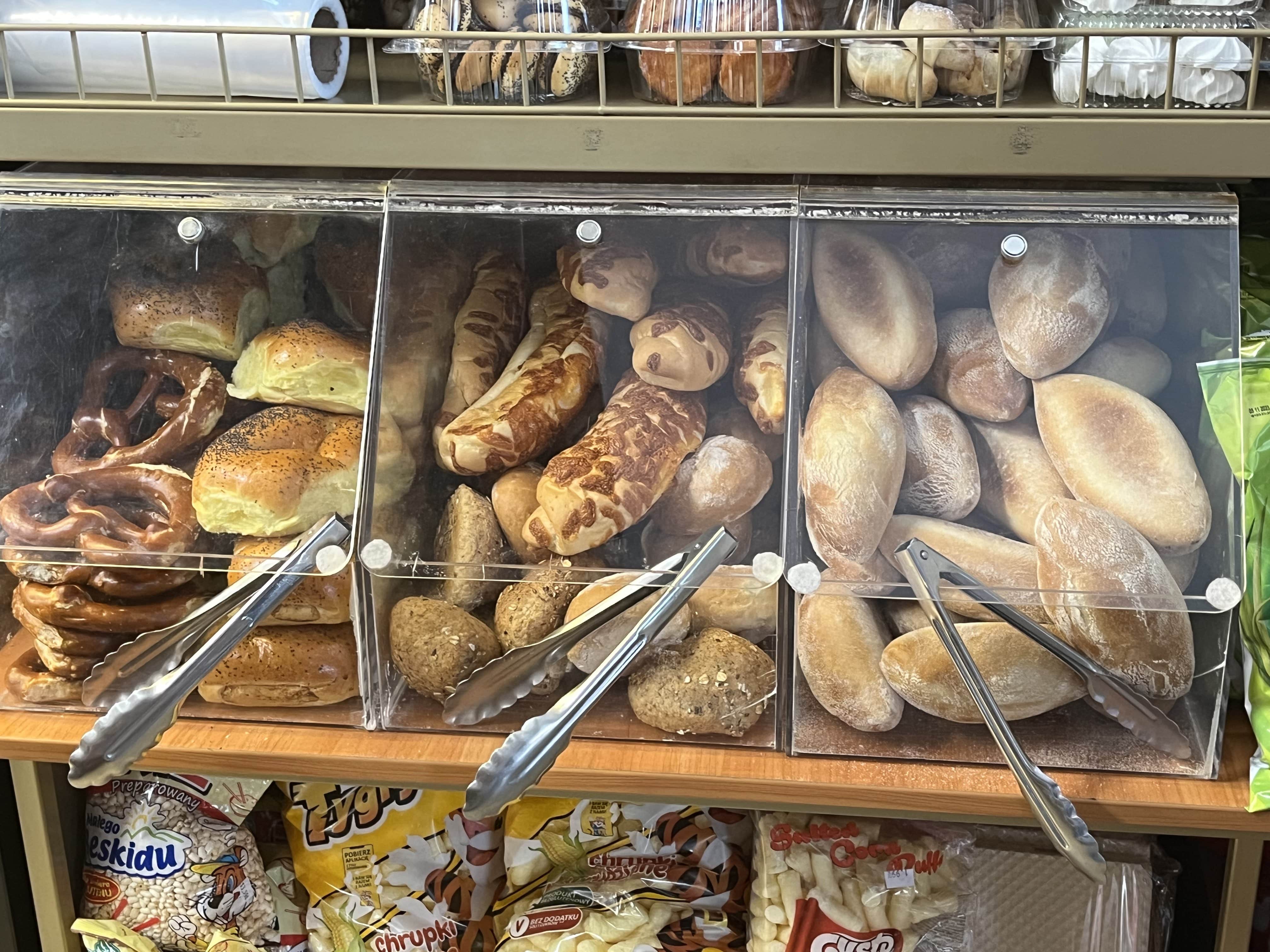 Freshly baked buns on display