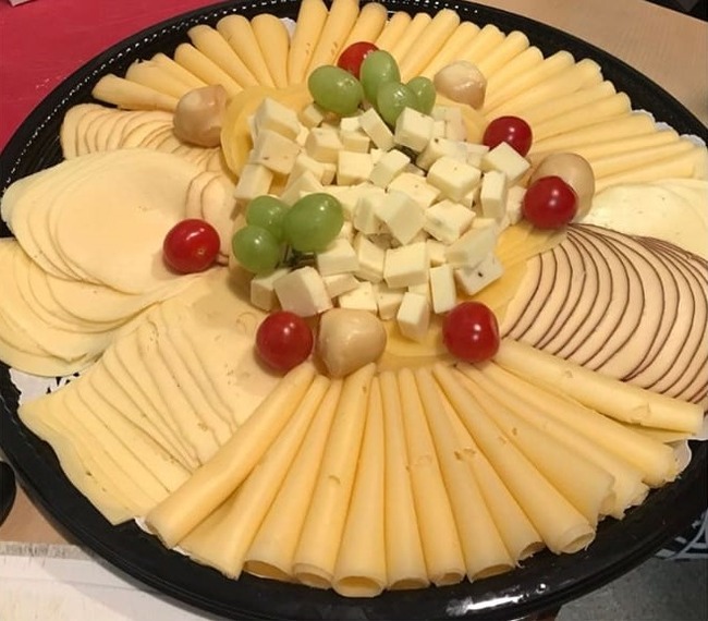 Tray featuring an assortment of cheeses